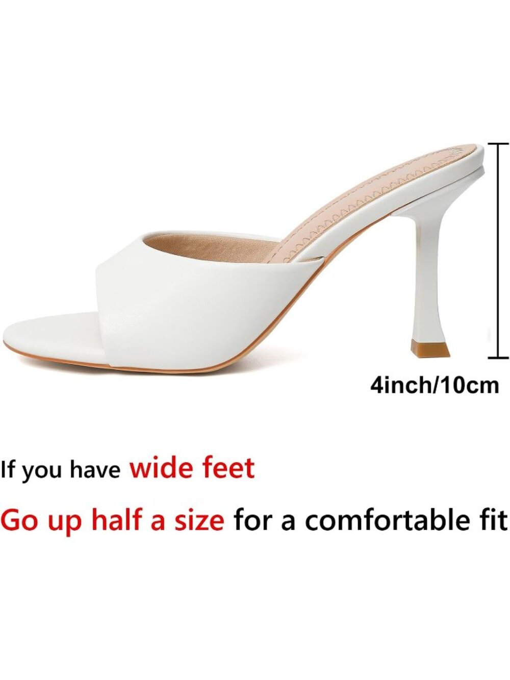 Womens White Round Toe Kitten Heels Stiletto Strapless Backless Party Sandals - Picture 4 of 5